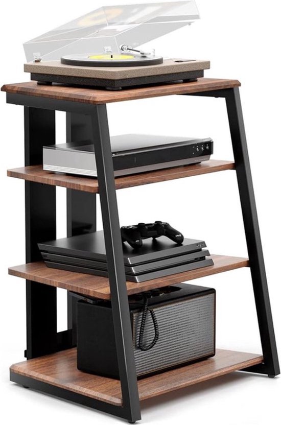 Platen meubel - Platenkast voor lp - Audio meubel - Platenmeubel - LP opslag - Platenspeler kast - Platenspeler meubel - Vynyl kast - 61x52x78cm - Walnootbruin