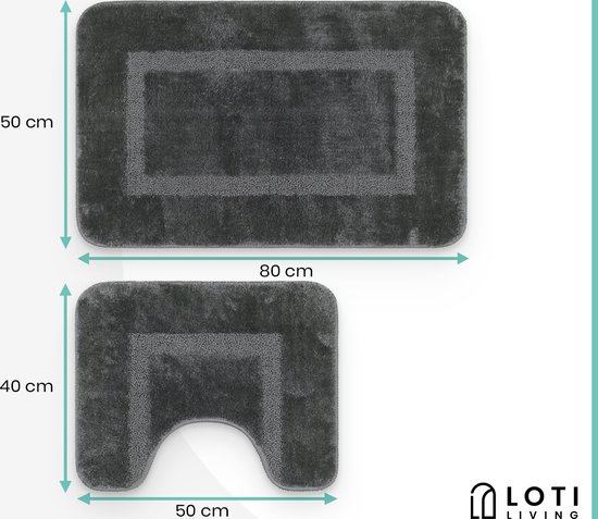 Loti Living Set de bain Microfibre Grijs