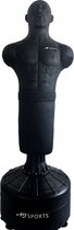 AJ-Sports Bokspop - Boksdummy - 175cm - Bokspaal - Bokszak - Boksbal - Boksen - Boxing - Kickboksen - Vulbare Voet - Zwart