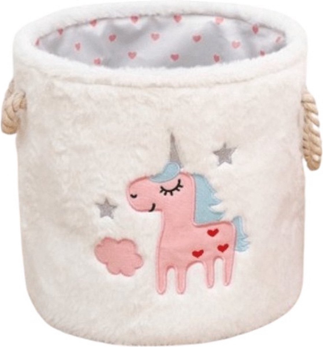Lexorion Happy Kids - Wasmand - Opberger - Speelgoedmand Kinderkamer - 30x29 cm - Opbergmand Met Handvatten - Wasmand Kinderkamer - Opbergen Speelgoedmand - Wit