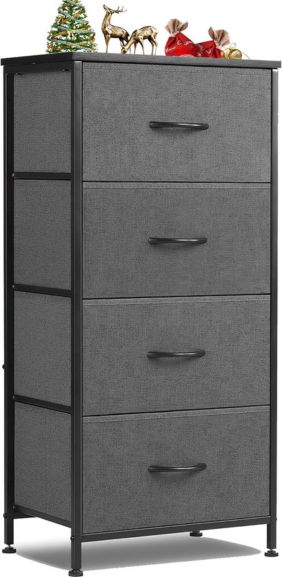 Commode kast met 4 stoffen lades, opbergkast met stevige stalen frame ...