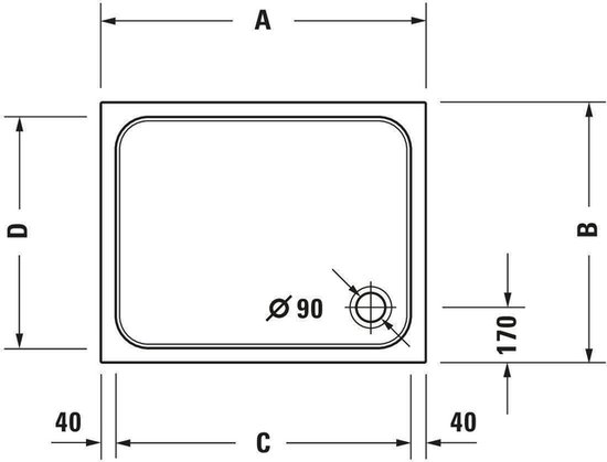 Receveur de douche 1200x800 mm, blanc alpin