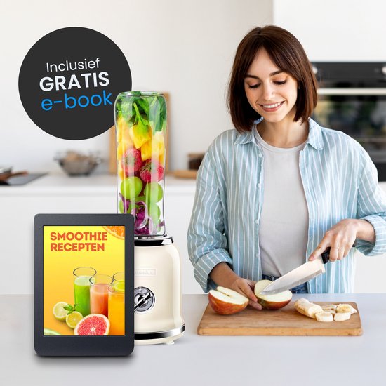 KitchenApp Retro blender to go - Smoothie maker - Inclusief 2 bekers