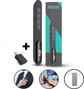 Arlu Draadloze Presenter - Presentatie Klikker - Powerpoint Afstandsbediening - Wireless Presenter - Laser Pointer - voor Presentatie - Draadloos - USB - Zwart - Inclusief USB C Adapter & Opbergzakje
