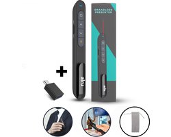 Arlu Draadloze Presenter - Presentatie Klikker - Powerpoint Afstandsbediening - Wireless Presenter - Laser Pointer - voor Presentatie - Draadloos - USB - Zwart - Inclusief USB C Adapter & Opbergzakje
