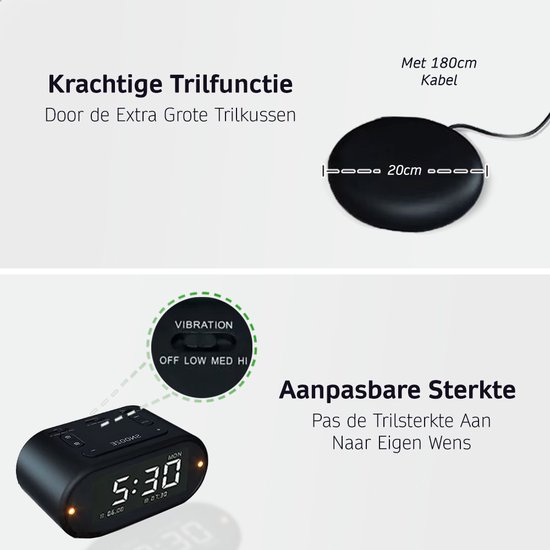 ANCLLO Trillingswekker onder kussen, bedshakeralarm ANCLLO Trillingswekker onder kussen, bedshakeralarm