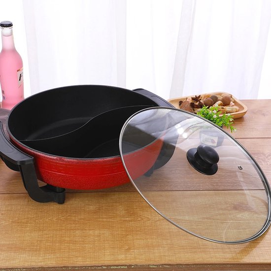 Elektrische pan - Camping - Makkelijk schoon te maken - Losse pan - 220v - pan kan in tweeën gedeeld - 6L — afbeelding 3