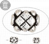Perles en argent sterling, 7x6 mm avec un motif diamant, trou d'enfilage d'environ 2 mm. Par 4 pièces