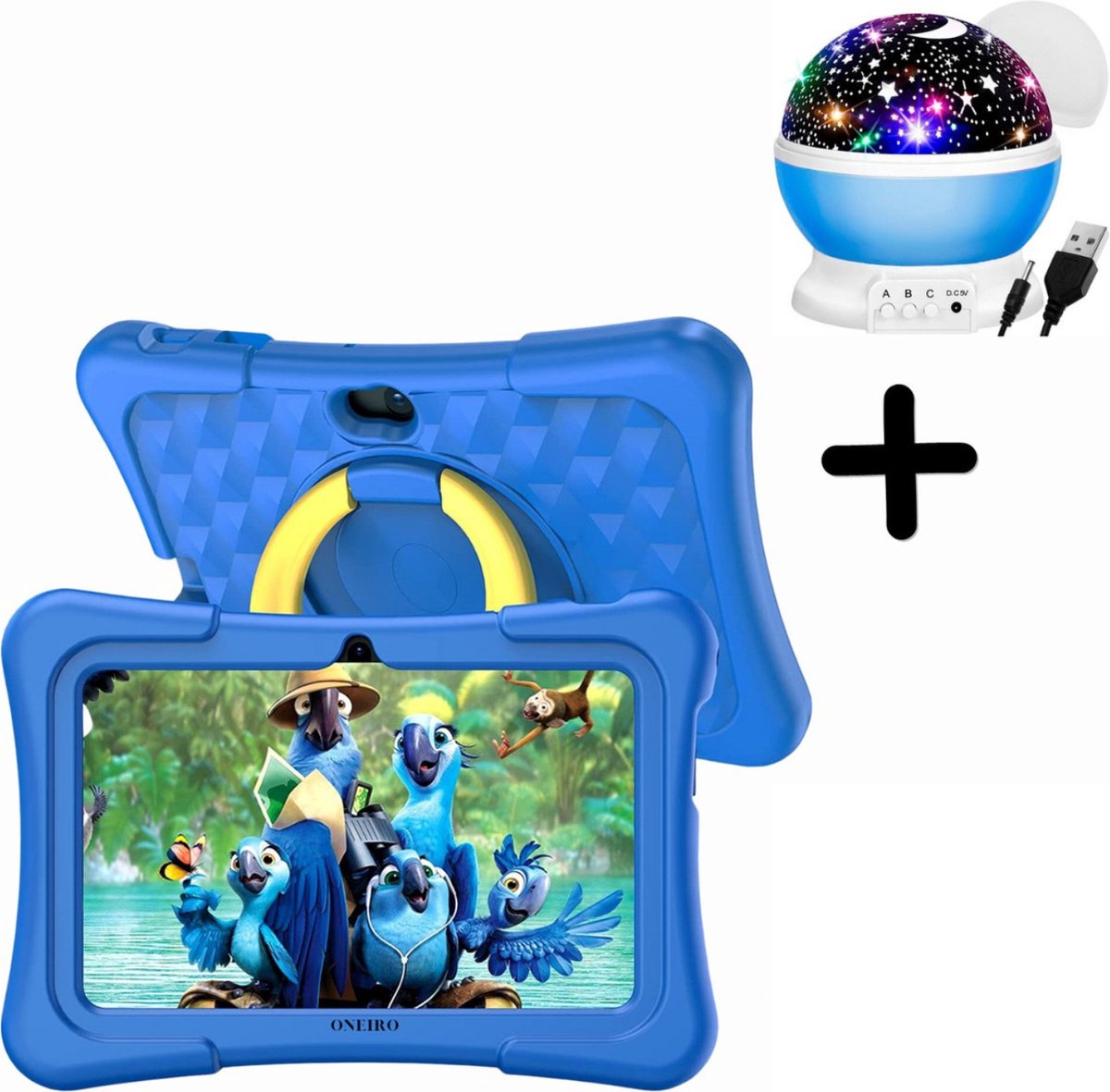 Bol.com Oneiro Kindertablet KIDSPLAY 7 inch BLAUW - Kindertablet vanaf 3 jaar - Ouder Control App - Beschermhoes - Android 11 – ... aanbieding