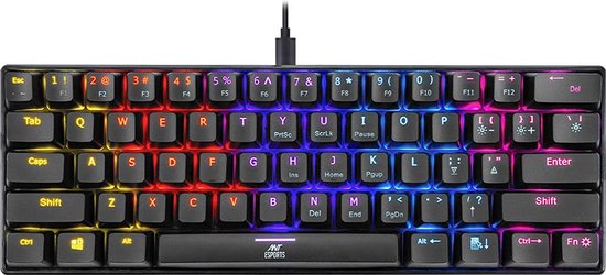 Ant Esports MK1200 Mini Wired Mechanical Gaming Keyboard mit roten Schaltern | Kompakter 60% Formfaktor | Erstklassige Verarbeitungsqualität | Abnehmbares USB-C Kabel | Anpassbare LED-Modi
