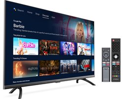 STRONG - 40” Full HD TV (100 cm) SRT40FD5553 - Connected TV met Android TV - Chromecast - Google assistant - Wifi - Bluetooth - HDR - NETFLIX - Drievoudige tuner - 3 HDMI-poorten (1 ARC) + 2 USB-poorten + Mini-AV + Antenne/Sat Jack - Zwart