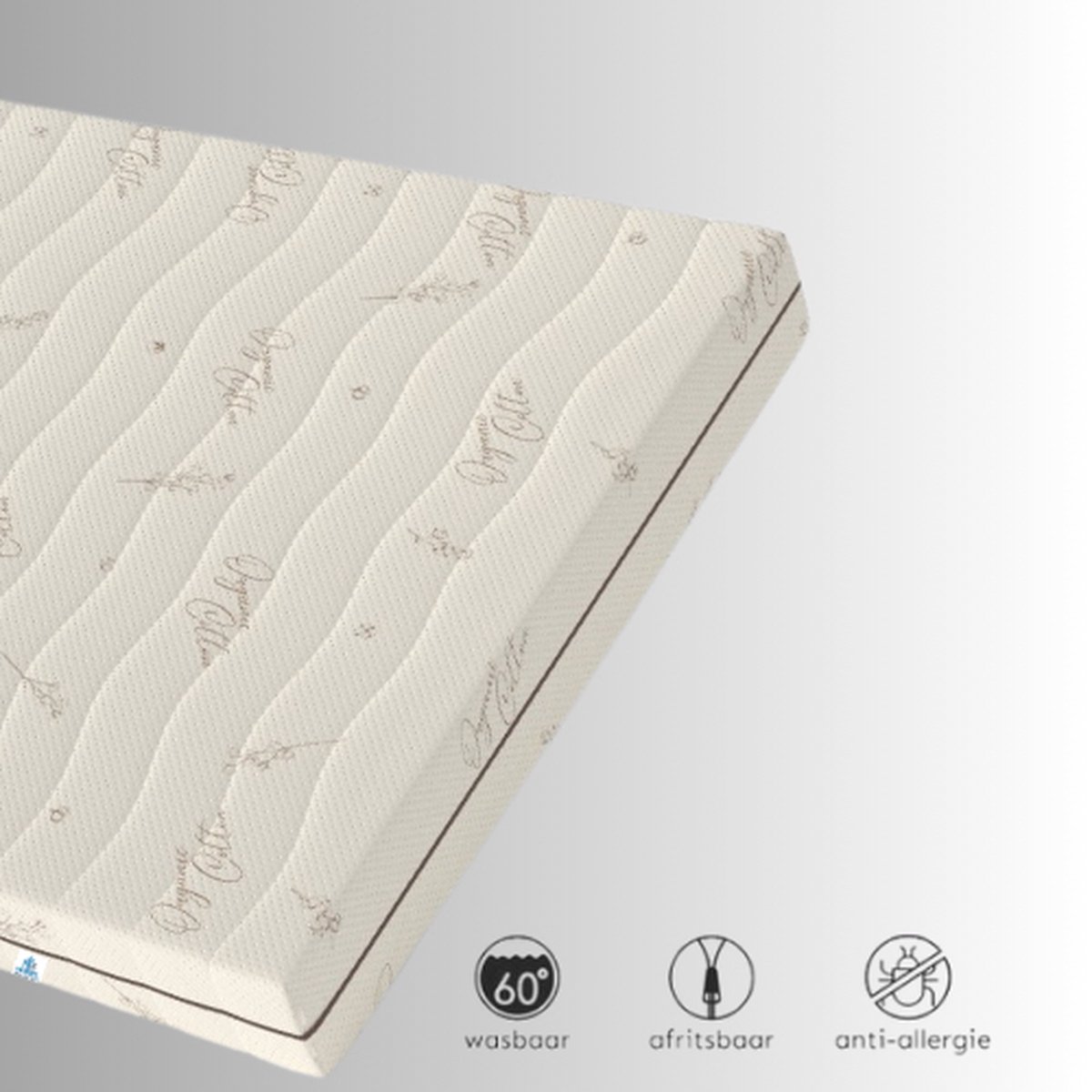 Topper Organic Cotton - 180x200 - Topmatras - Hybrid Koudschuim - Topdekmatras - 9cm - Orthopedisch