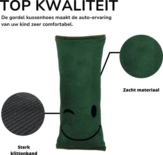Gordelhoes Kind Groen - Gordelkussen - GordelBeschermer - Autogordel beschermer - Slaapkussen Auto - Gordelhoes Auto - Nekkussen Kind van Merkloos — afbeelding 2