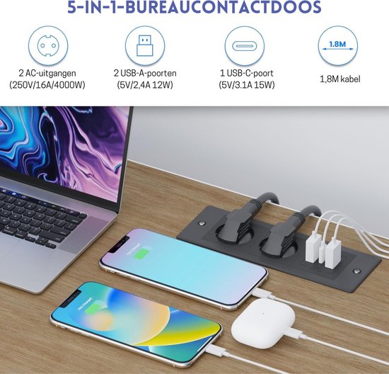 Delock Einbaust. 2x USB-A 2,4A - Versie: 2.0 - HighSpeed Aansluiting 1: Schuko male Aansluiting 2: 2x USB A female Laadstroom: 2.400 mA Extra: Inbouw