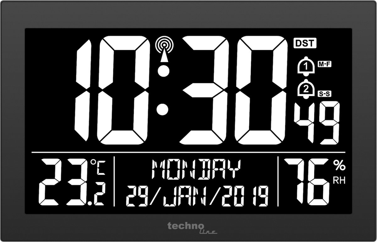 KLOK met TEMPERATUURWEERGAVE en HYGROMETER - zwart - 8017