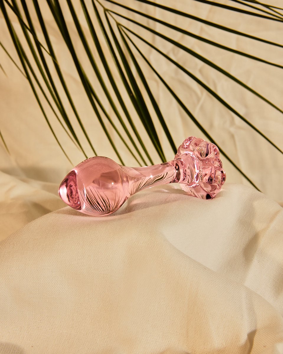 Goedkoopste Glazen buttplug - anaal - glas - roze - roosje
