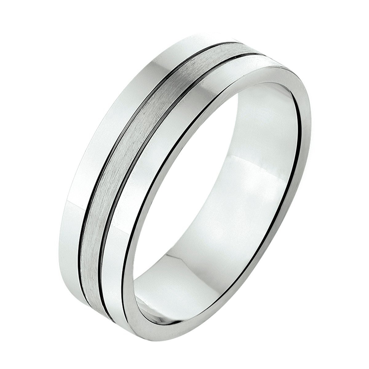 Zilver Gerhodineerde Ring A309 - 6 mm - zonder steen 1315209 16.00 mm (50)