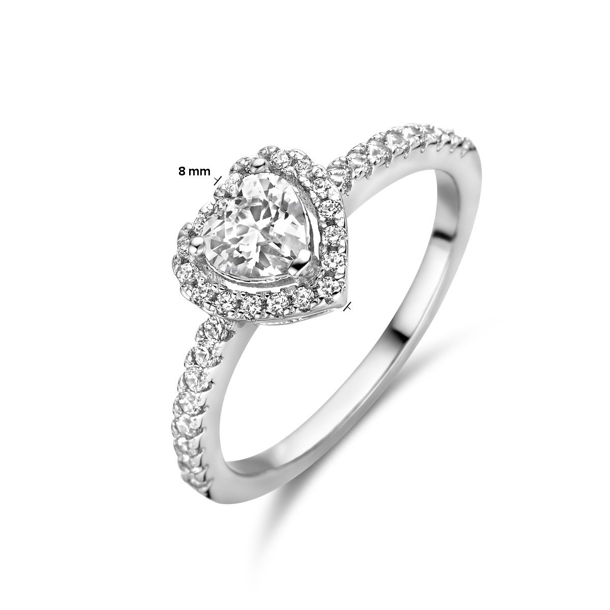 Gerhodineerd Zilver Ring Hart Met Zirkonia 1336764