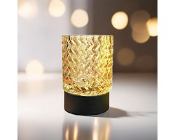 TRANGO 2017-21C-SD Touch LED Tafellamp 3-Staps Dimbaar incl. 4 Watt E14 Lamp 2700K Warm Wit *JIL* Tafellamp met Beige Glazen Kap, Nachtlampje, Vensterbank Lamp, Nachtlampje