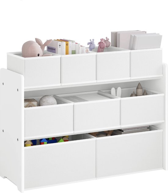 Foto: Speelgoedkast opbergkast voor speelgoed kinderkast speelgoed organizer boekenplank voor kinderkamer opbergkast kinderen met lades baby opbergdozen wit