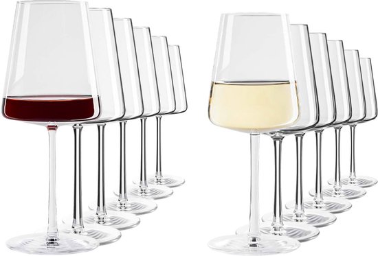 Stölzle Lausitz POWER Wijnglazen – Set van 12 | Rode 520 ml & Witte 400 ml Glazen