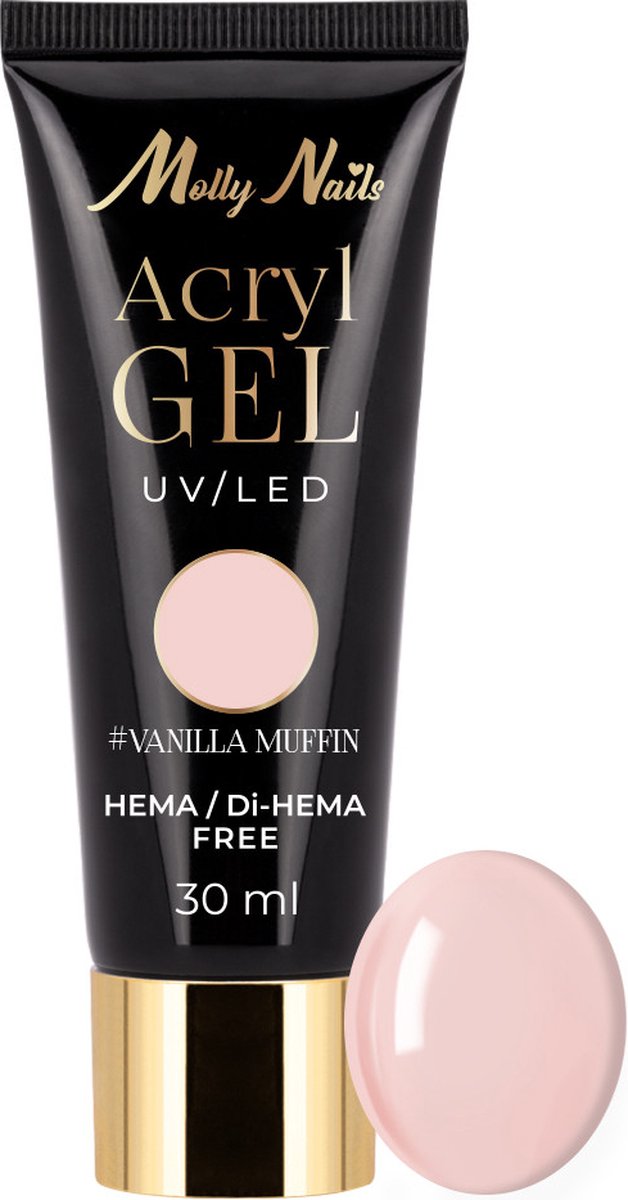 Goedkoopste Acrylgel Molly Nails Vanilla Muffin 30ml Hema/DiHema vrij gelnagels - gel - acrylgel - polygel - nagels - manicure - nagelverzorging - nagelstyliste - buildergel - builder - uv / led - opbouwnagels - 30ml - Caramdia