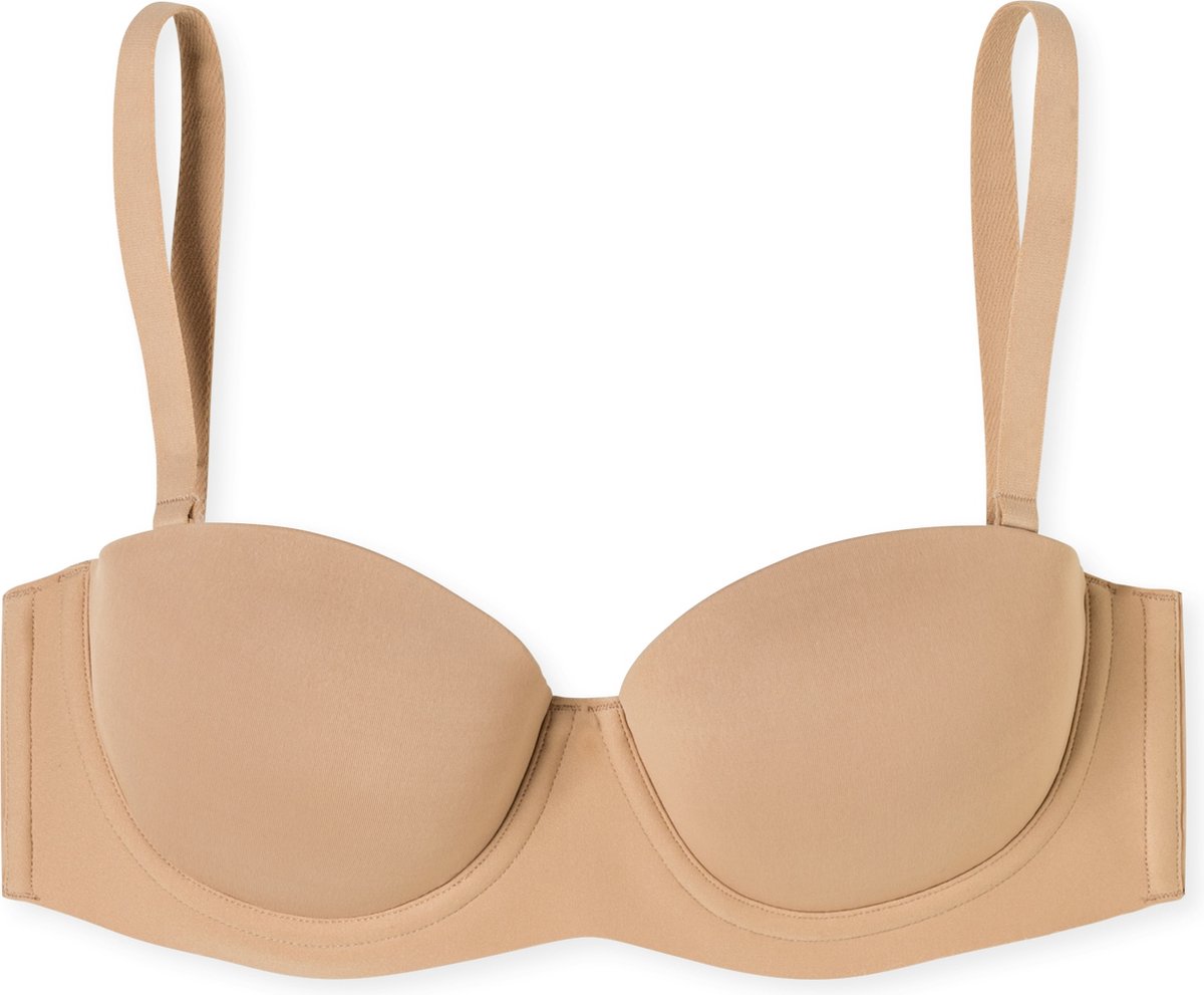 Schiesser Bandeau BH Unique Micro - met cups ook zonder bandjes - Dames Beha - maple beige
