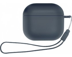 ShieldCase Siliconen Hoesje met Koordje Geschikt voor Airpods 4 - Siliconen Case voor Apple Airpods 4 Case Hoesje - Donkerblauw