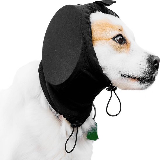 Hondensnood oorbeschermers Hoodie nek- en oorwarmer met geluidsbescherming - Huisdier Snood voor honden en katten badverzorging (zwart, L