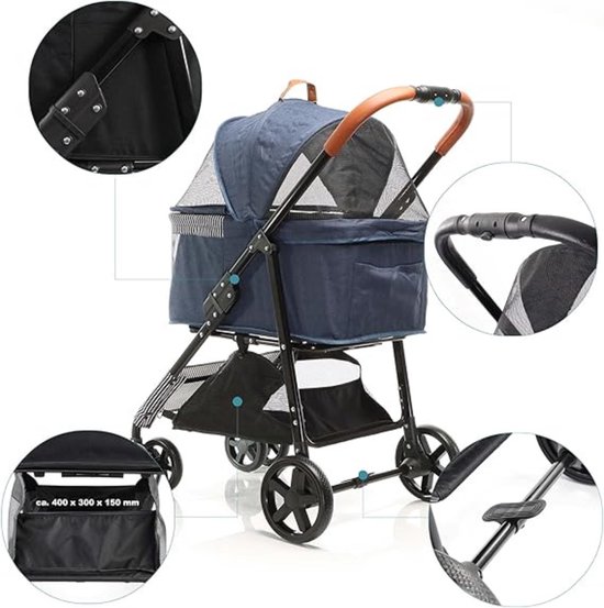PawHut Hundebuggy Hundewagen Buggy für kleine Hunde und