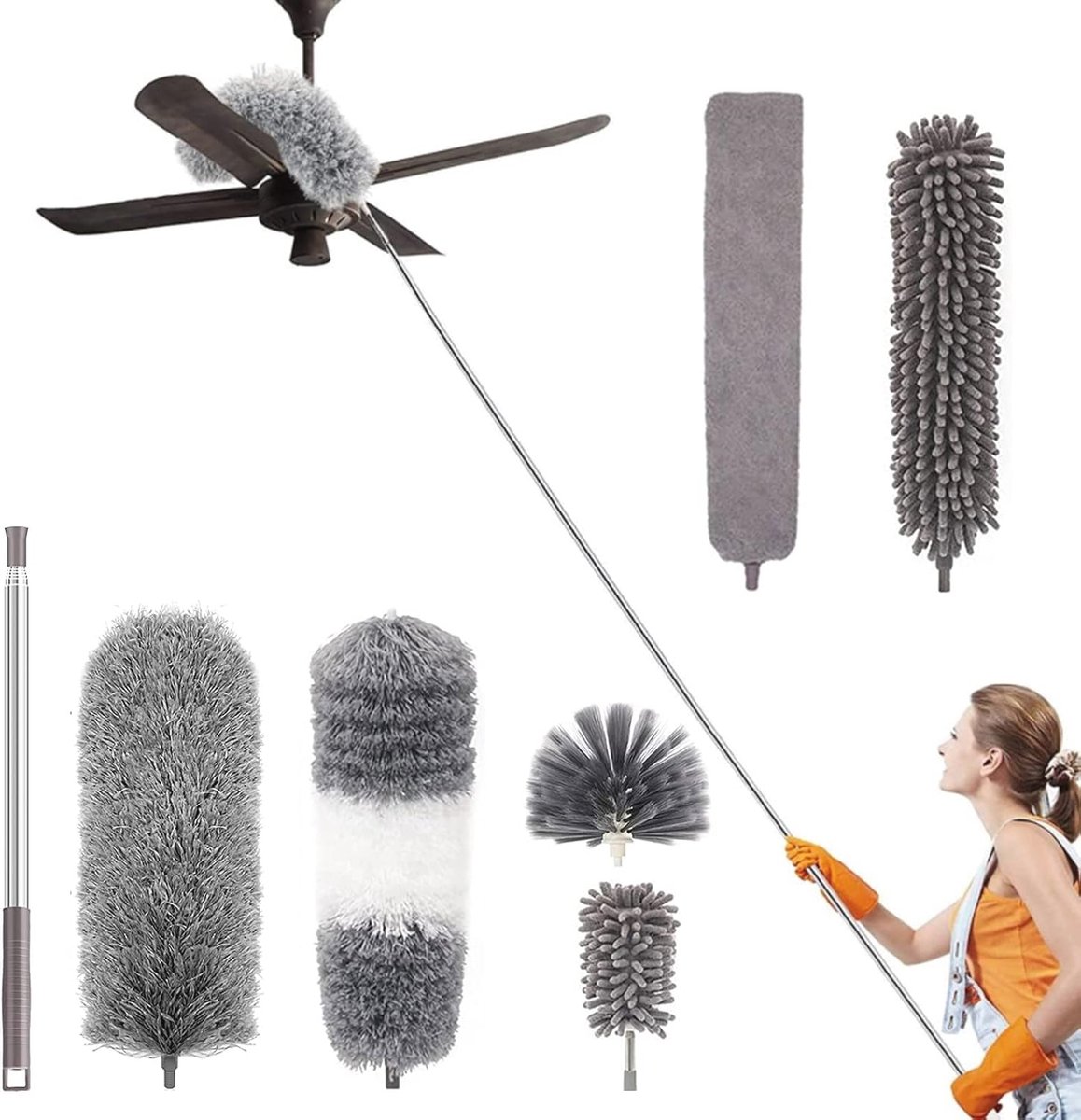 Telescopische stofdoek set - 7-delige uittrekbare stofborstel met microvezel en chenille