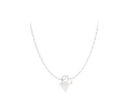 Schakelketting met hart - Yehwang - Zilveren ketting - Stainless Steel (verkleurt niet!) - Waterproof necklace - 45 cm - Schakelketting dames - Kerst cadeau - Sinterklaas cadeau - Valentijn - Moederdag - Ketting voor tieners - Statement ketting