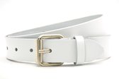 Leren kinderriem wit 3 cm breed - Witte Kinder riem - Echt Leer - Maat: 75 - Totale lengte riem: 90cm
