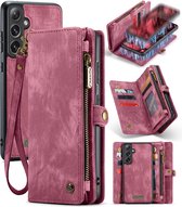 CaseMe 008 Étui livre 2 en 1 et coque arrière avec portefeuille - Convient pour Samsung Galaxy S24 - Rose