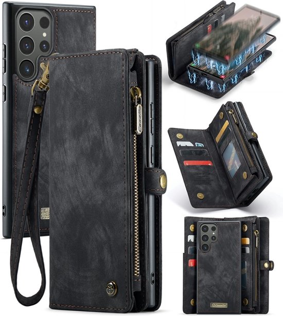 Hoesje - Geschikt voor Samsung Galaxy S24 Ultra Hoesje - CaseMe 008 2-in-1 Book Case & Back Cover met Portemonnee - Zwart