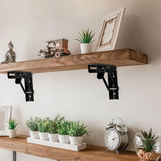 Sumnacon Stevige opvouwbare plankbeugels - Heavy Duty metalen driehoekige tafelbank opvouwbare plankbeugels, 2 stuks opvouwbare plank scharnier wandmontage (30 cm, wit Sumnacon Stevige opvouwbare plankbeugels - Heavy Duty metalen driehoekige tafelbank opvouwbare plankbeugels, 2 stuks opvouwbare plank scharnier wandmontage (30 cm, wit