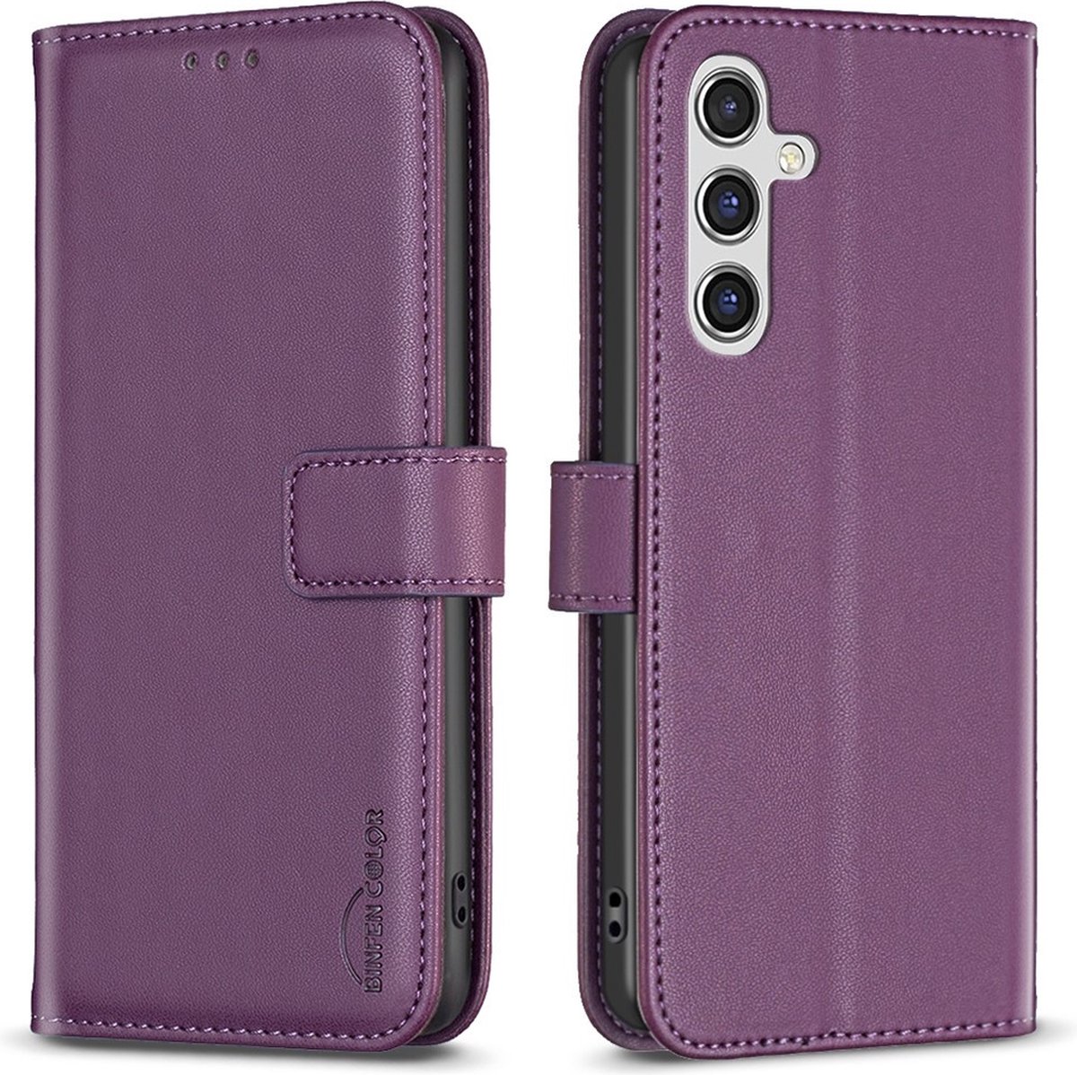 BINFEN Hoesje - Geschikt voor Samsung Galaxy A15 Hoesje - BINFEN Book Case - Paars