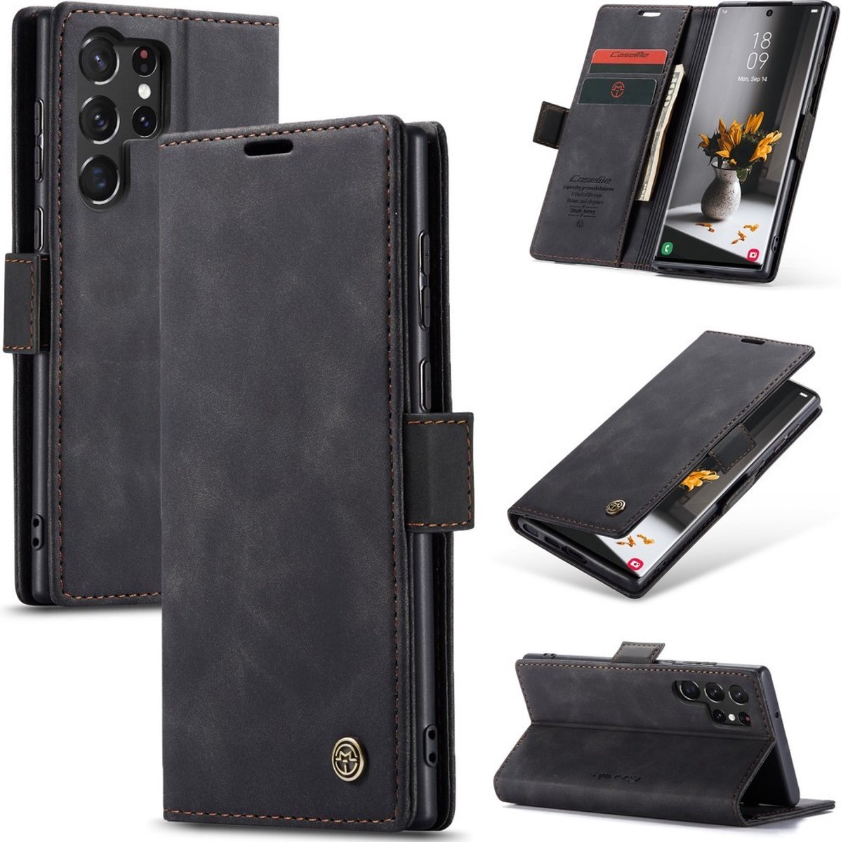 CaseMe Hoesje - Geschikt voor Samsung Galaxy S24 Ultra Hoesje - CaseMe 013 Book Case - Zwart