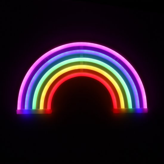 Neon Lamp - Regenboog - USB of Batterijen - Neon Verlichting - Neon Led Lamp - Neon Wandlamp