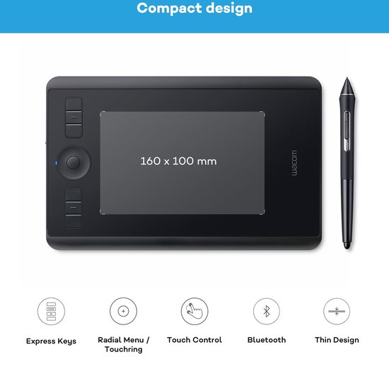 Wacom Intuos Pro S tekentablet - 157 x 98 mm - 8192 drukniveaus