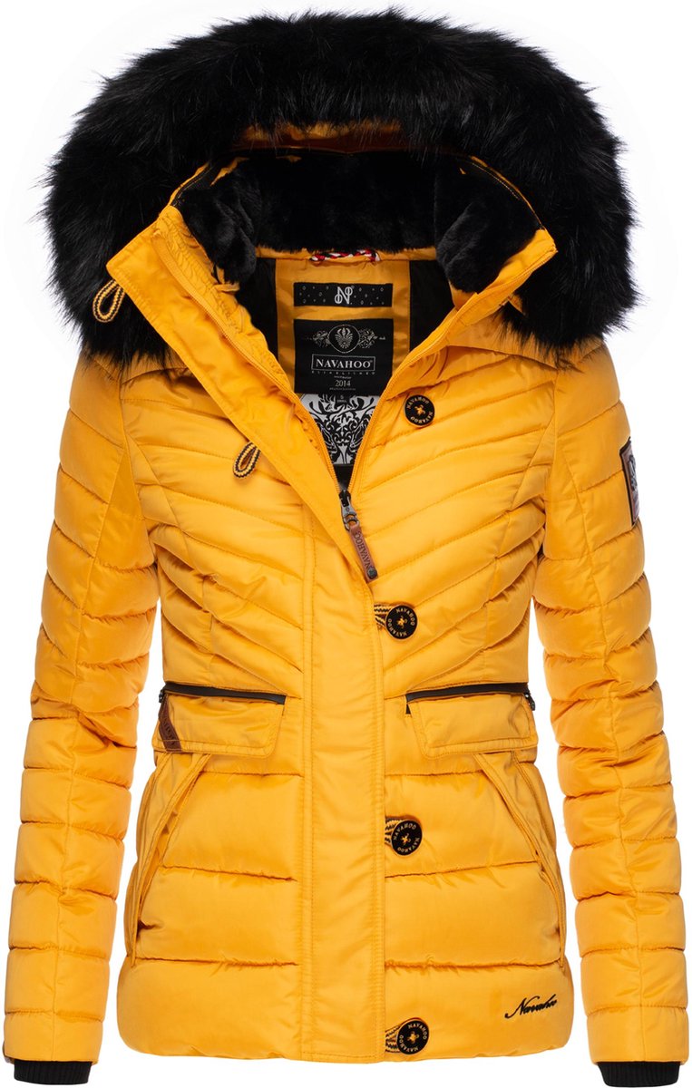 Gewatteerd & Winddicht Navahoo Westeriaa - Winterjas Dames - Volwassen - Afneembare Kraag -Capuchon - Geel - M