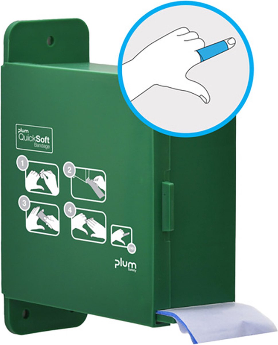 Goedkoopste Plum QuickSoft bandage dispenser - Quicksoft schuimverband automaat met vulling blauw - 5,5 cm breed. x 5 mtr.
