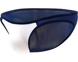 Wit Blauw-Navy Heren Slip - Heren Lingerie - String Ondergoed Mannen