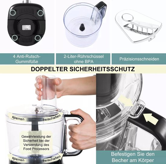 Mygroot - Keukenmachine - 8 in 1 - Multifunctioneel - vele hulpstukken- Zwart. van Mygroot — afbeelding 3