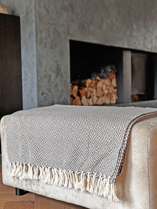 Lantara - Athene - Grand foulard Sprei - Taupe - 150x250cm - Katoen - Bedsprei