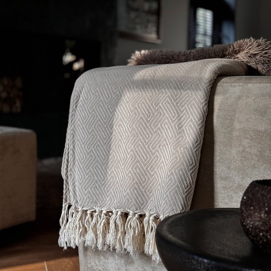 Lantara - Athene - Grand foulard Sprei - Taupe - 150x250cm - Katoen - Bedsprei
