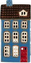 Ib Laursen - Keramieken huisje - waxinelichthouder - blauw hoog