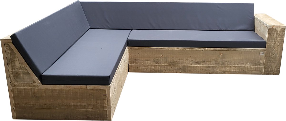 Loungeset van steigerhout met kussens - 240cm x 200cm (GL-vorm)