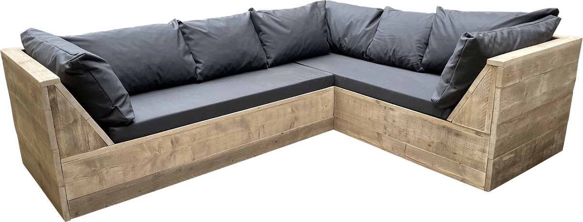 Wood4you - Loungeset 6 steigerhout - incl Plofkussens - 200cm - 230cm (L-vorm)