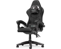 Gamerstoel - Ergonomische gamestoel - Gamerstoel met hoofdsteun en lendenkussen - 90°-155° kantelbaar - Zwart